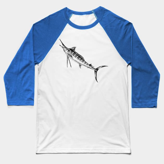 Marlin Fish Print Baseball T-Shirt by rachelsfinelines